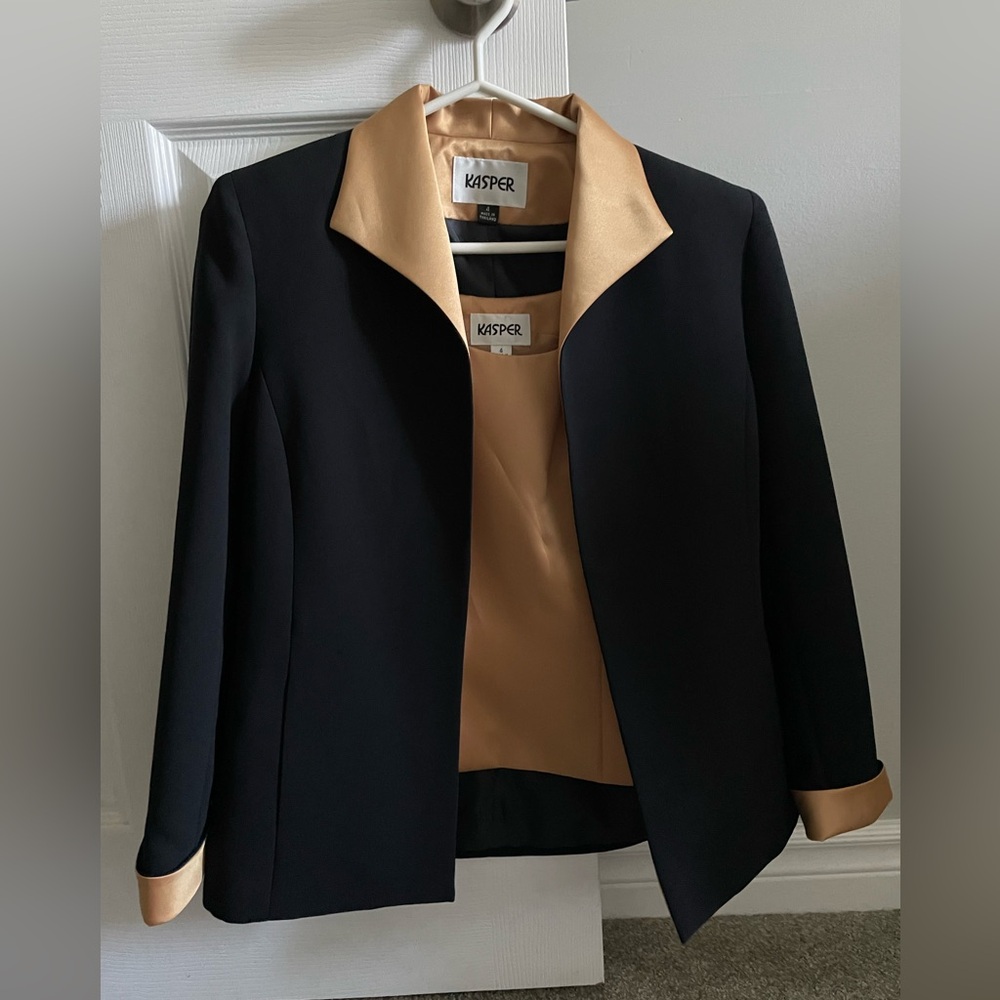 2/$20 Kasper Black Blazer with Gold Accents